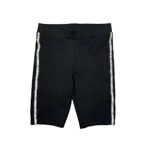 Zara‎ Bike Shorts Women's  Size Medium Black Silver Bling Bejeweled Side Stripe
